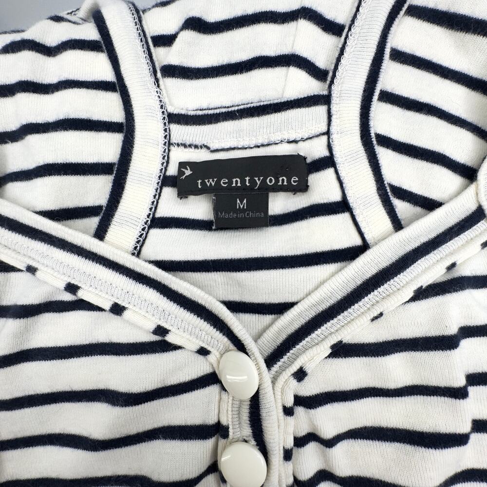 Vintage Y2K Forever 21 Twentyone Striped Romper Size M Nautical Preppy Cotton - Picture 8 of 10